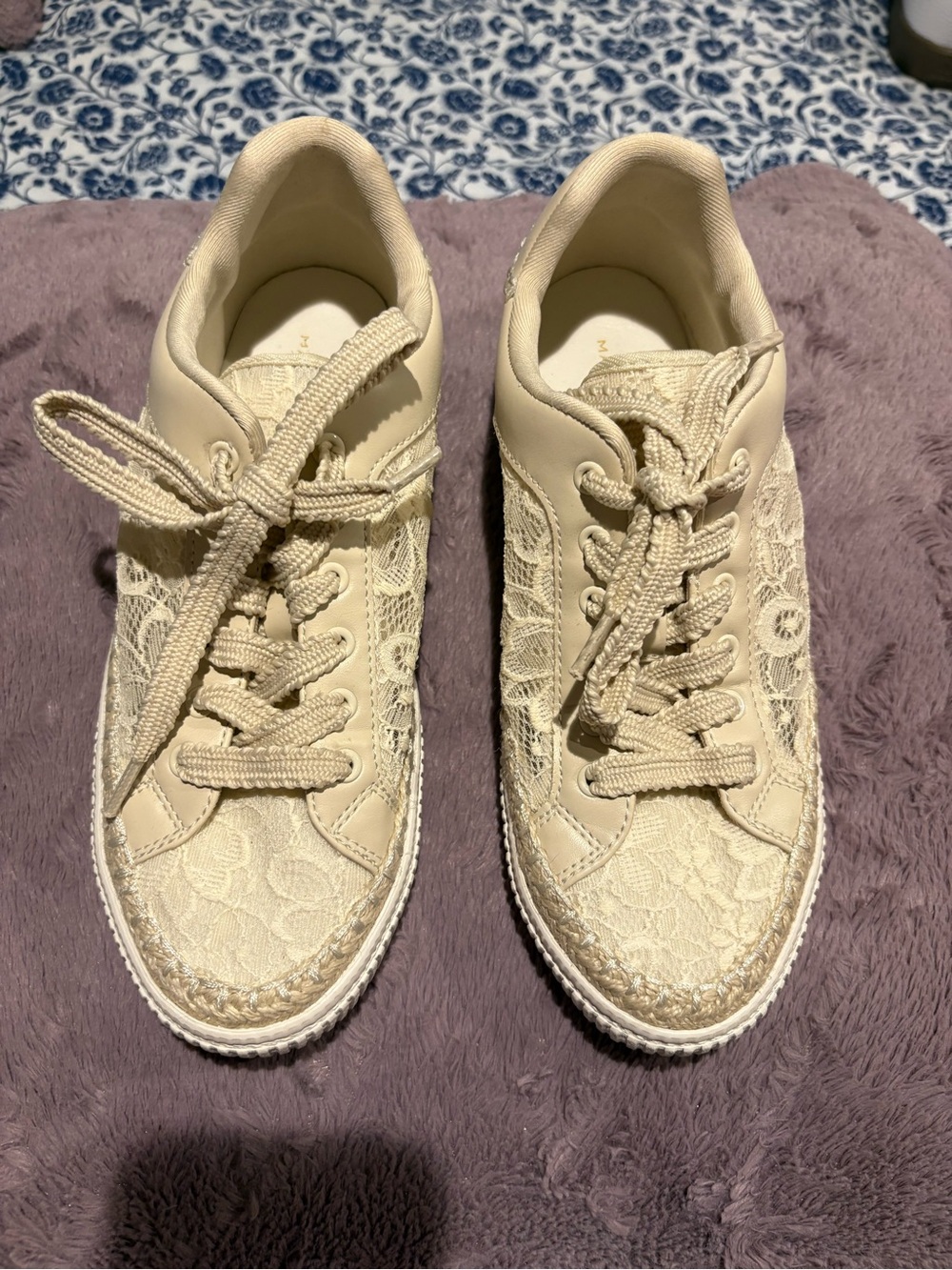 Marc Fisher Women's Lace-Up Sneakers in Cream